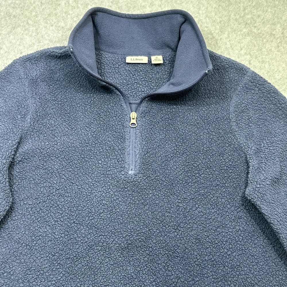 LL Bean Sherpa Fleece Pullover Women Medium Navy Blue Lightweight Outdoor Wear